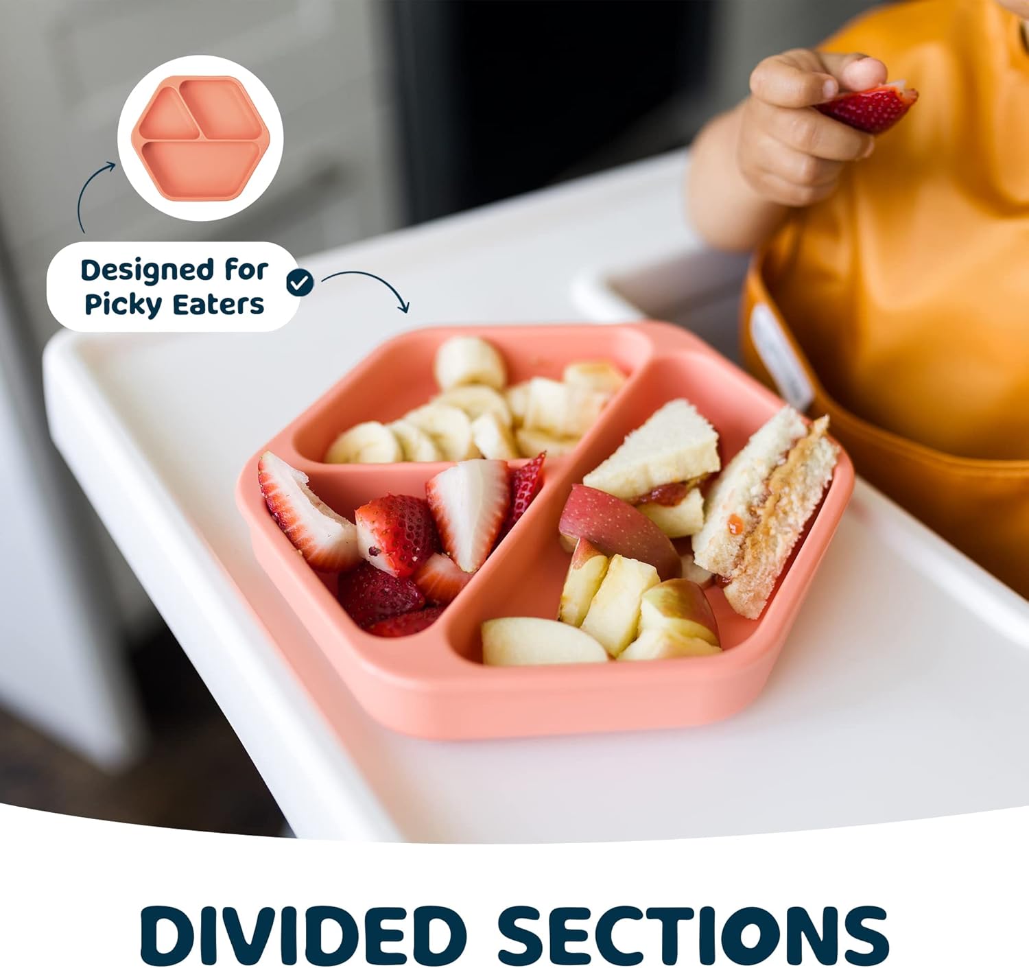 Tiny Twinkle Suction Baby Plate Coral