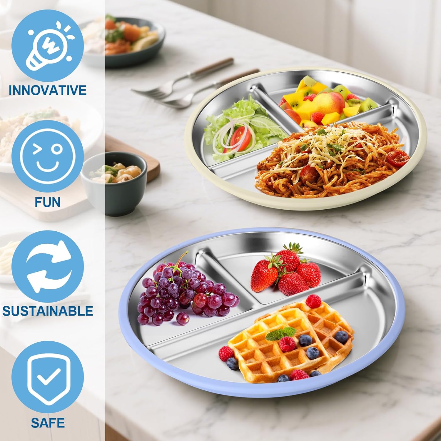Palksky Baby Plates with Suction Set of 2 1
