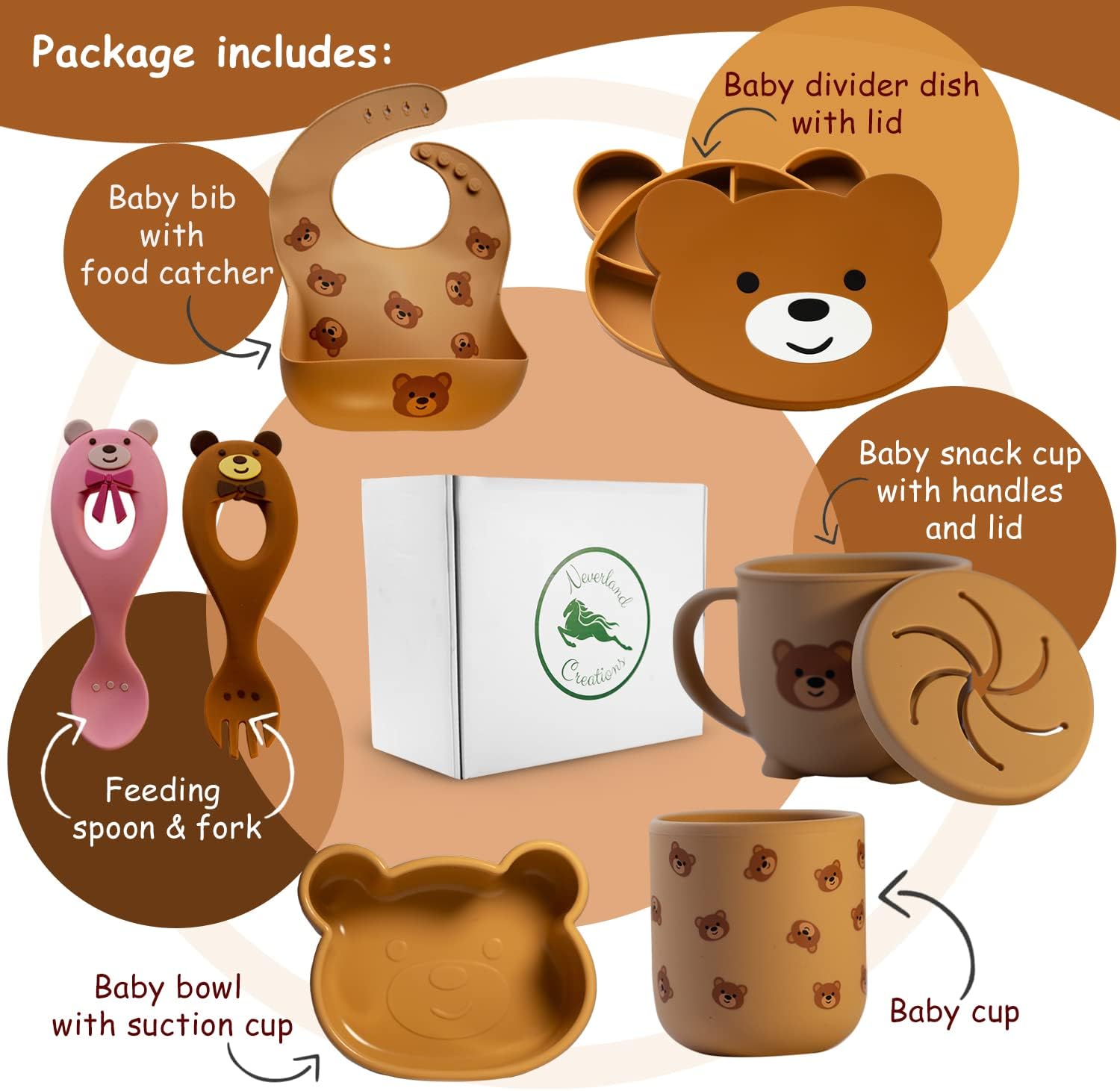 Silicone Baby Feeding Set 7 Piece for 6 Months