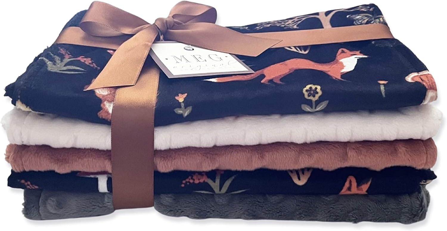 MEG Original Baby Boy Minky Burp Cloth Set of 5 Forest Friends