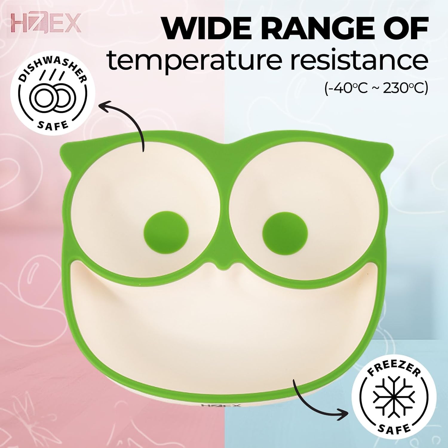 HZEX Owl Themed Silicone Feeding Set for Toddlers - 4 Piece