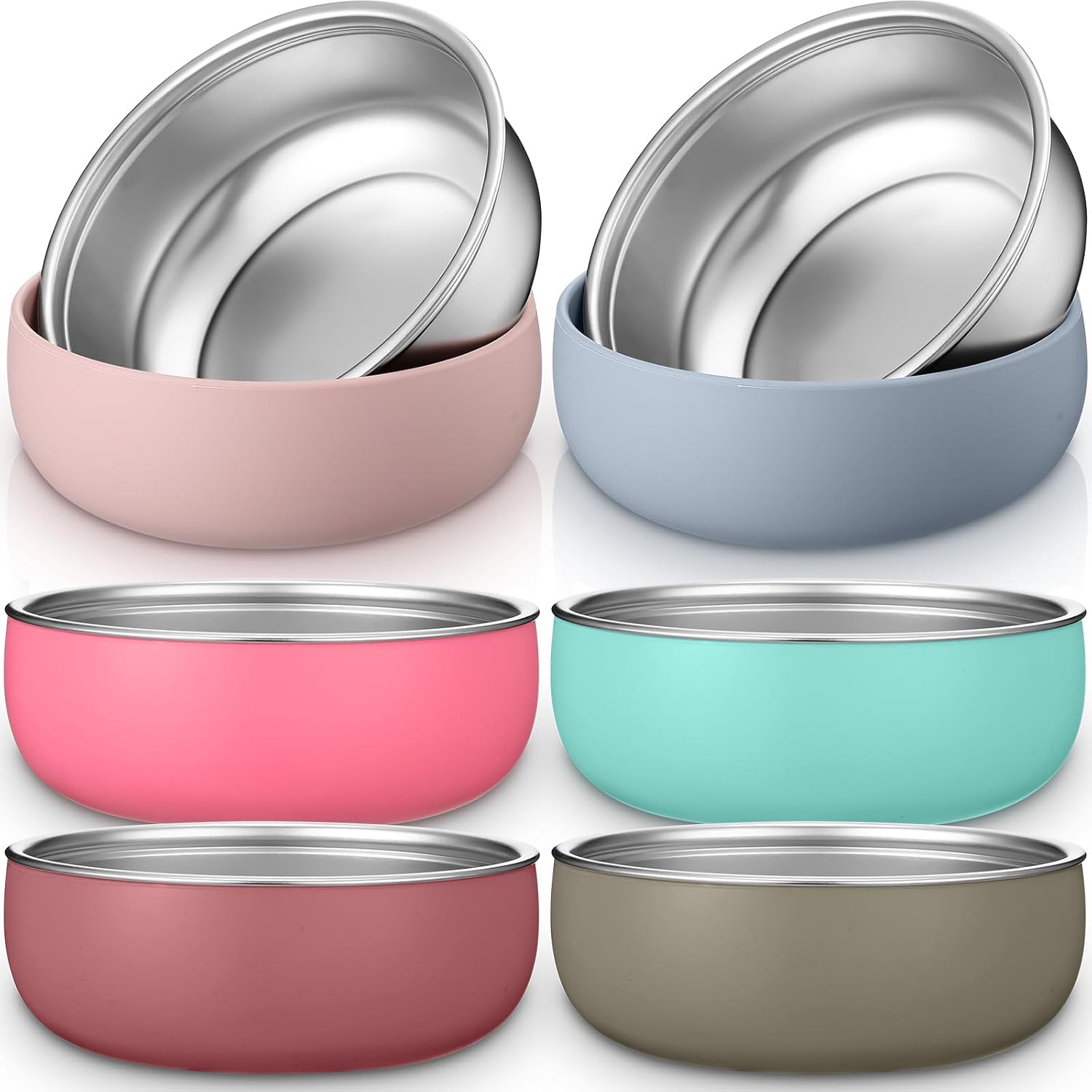 Nuogo 6 Pcs 304 Stainless Steel Baby Bowls with Silicone Shell