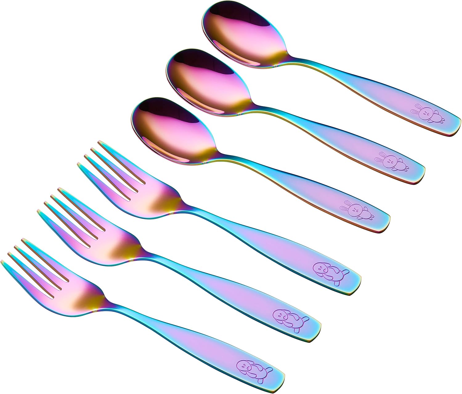 ANNOVA Kids Stainless Steel Flatware Set 6PCS Rainbow