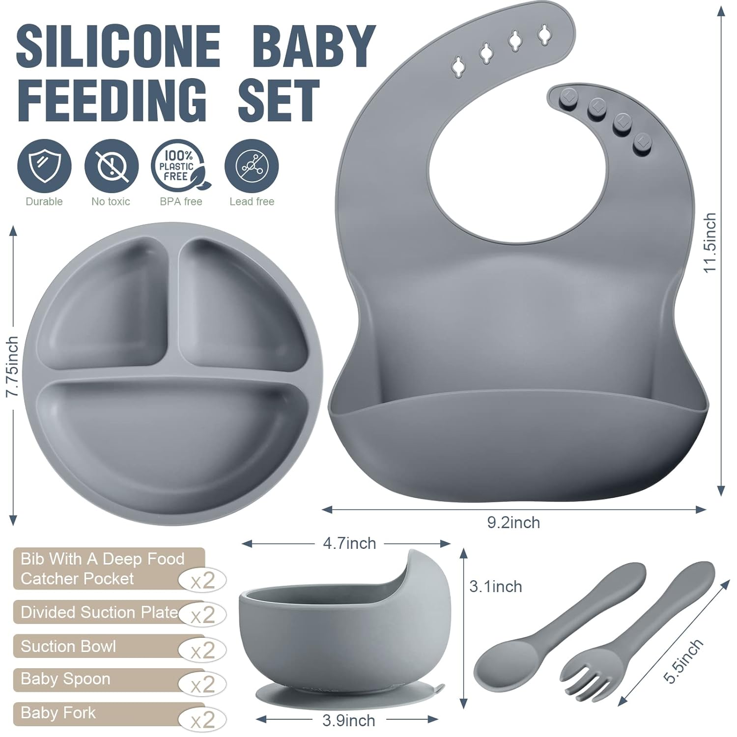 Potchen 10 Pack Silicone Baby Feeding Set 1