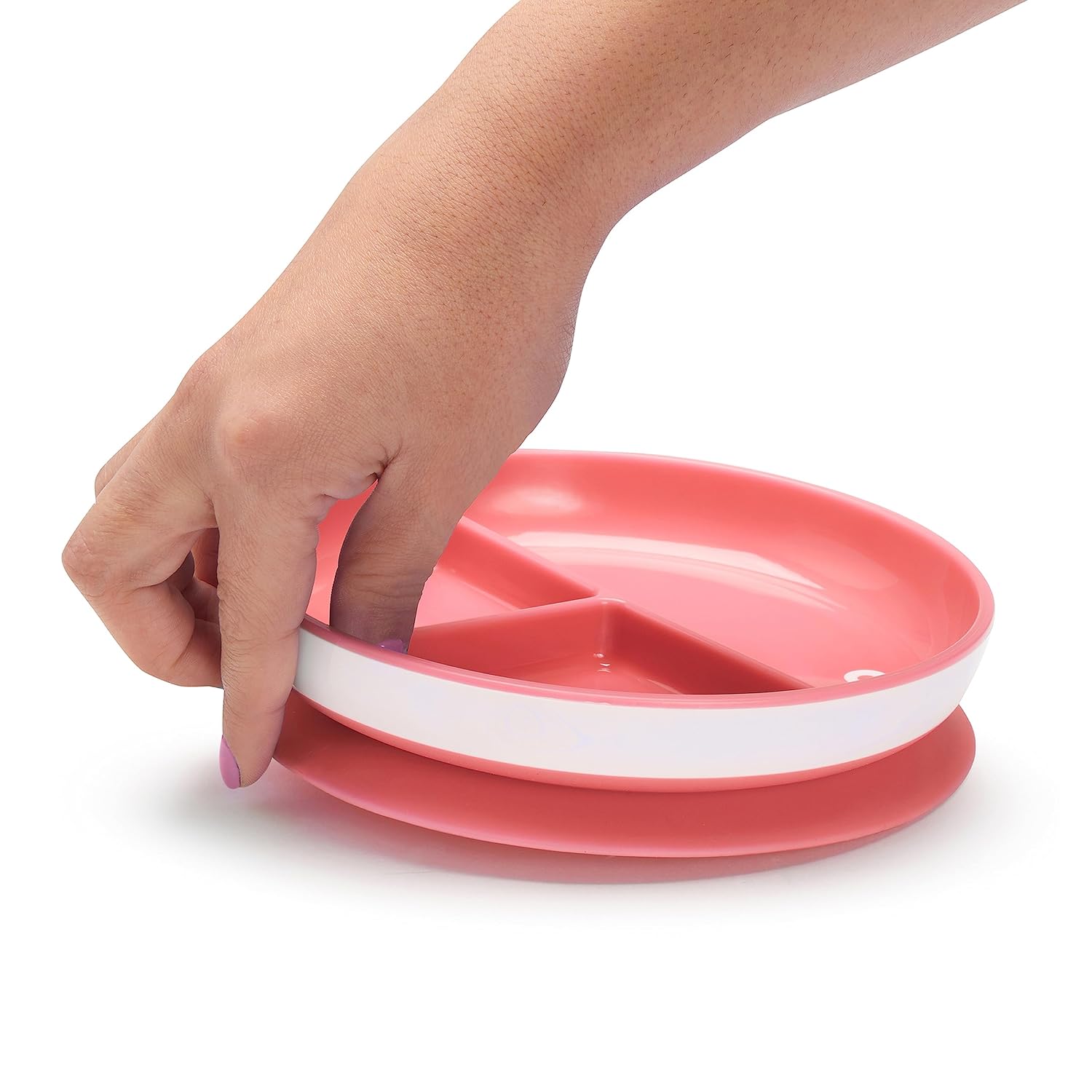 Munchkin Stay Put Suction Plates for Baby Toddler 3 Sections Pink Purple