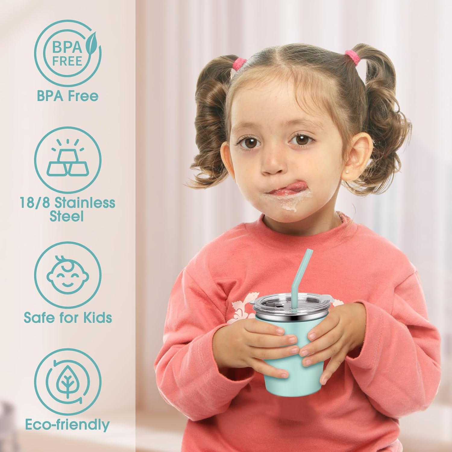 Rommeka 12oz Sippy Cups with Straws and Lids