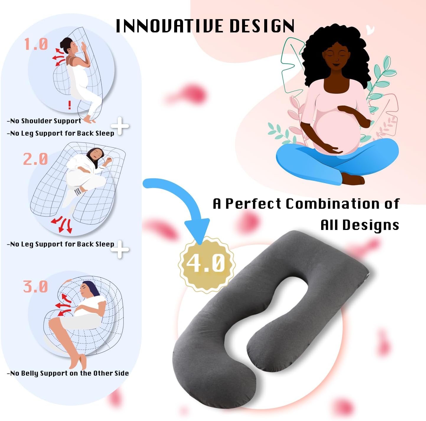ALLOPERA Full-Body Maternity Pillow with Velvet Cover