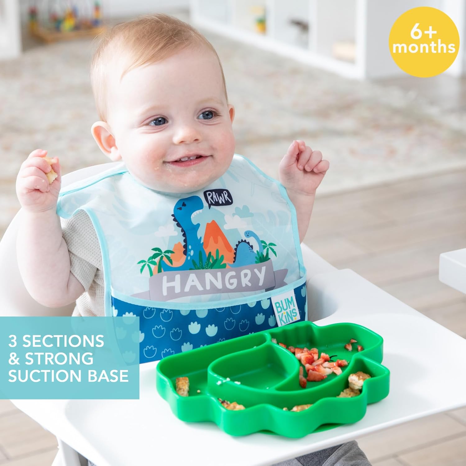 Bumkins Dinosaur Suction Plate for Toddler and Baby