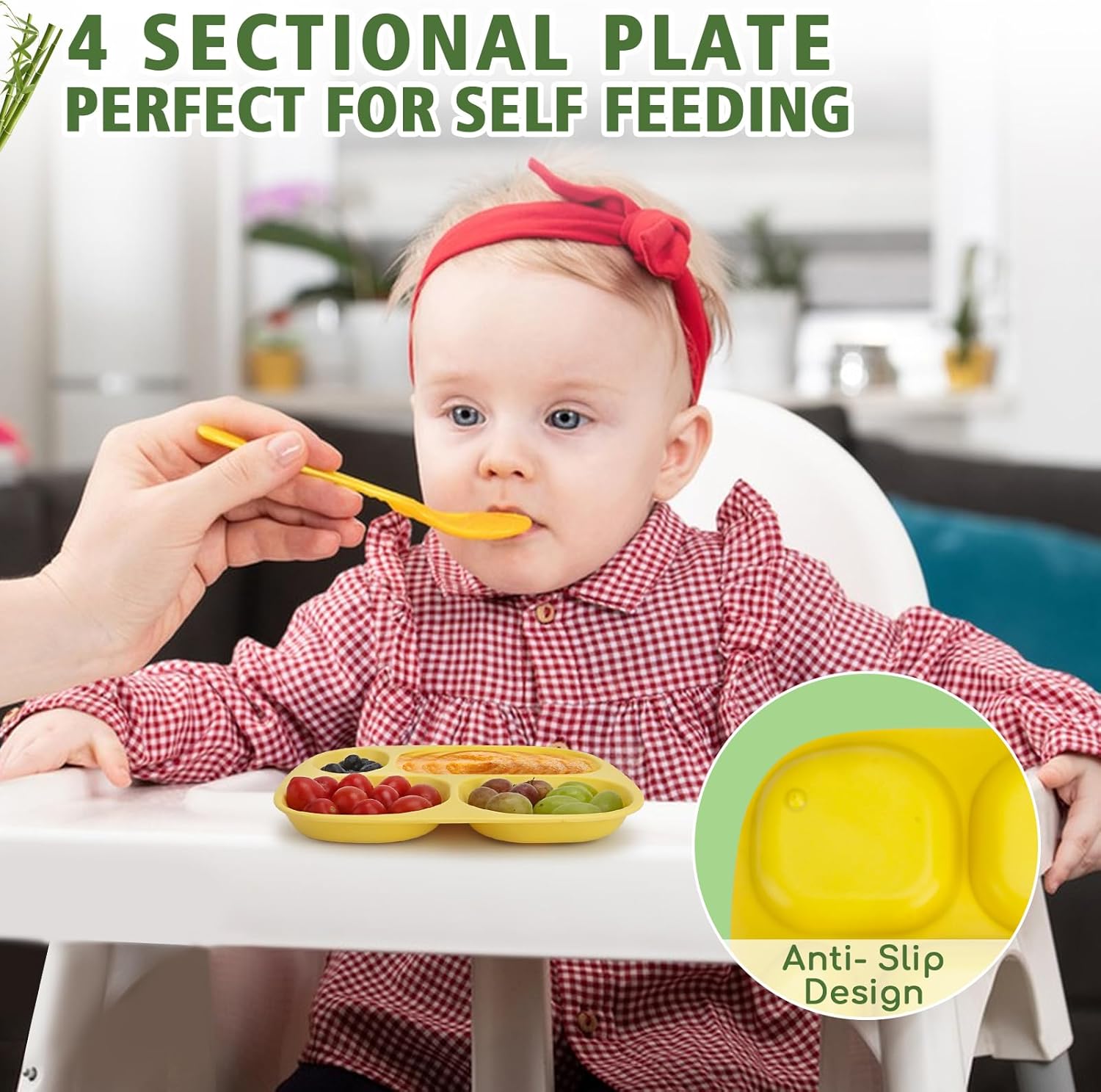 Shopwithgreen Bamboo Divided Plates Set of 4