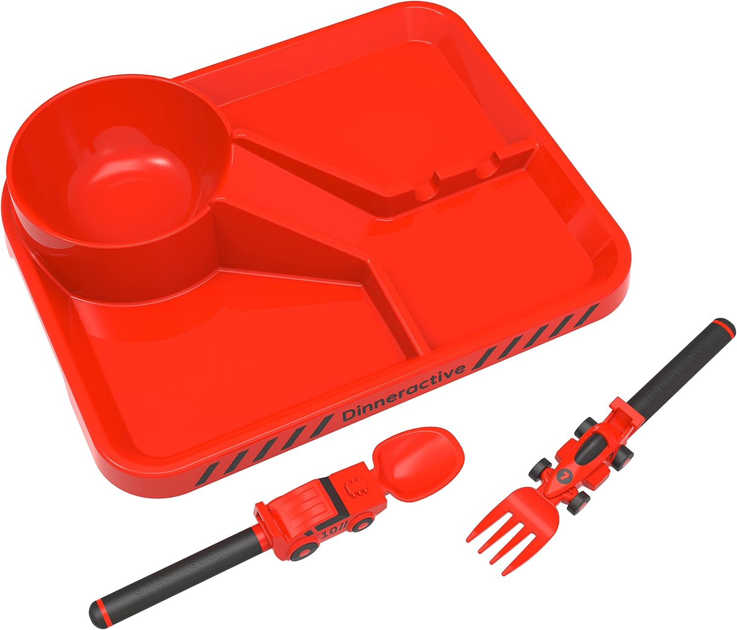 Dinneractive Kids 3PC Red Race Car Plates Set