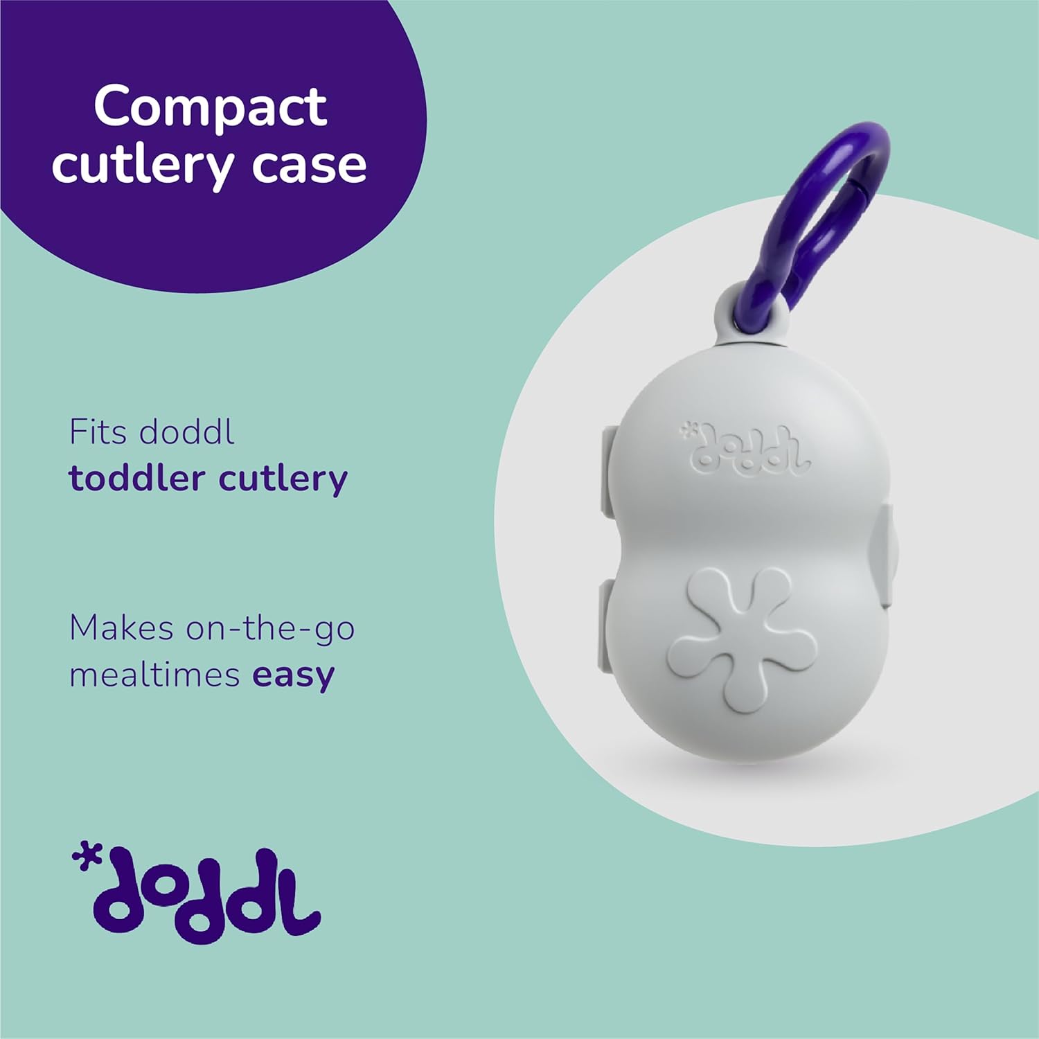 Doddl Toddler Travel Utensil Case - Dishwasher Safe Clips to Bags Strollers