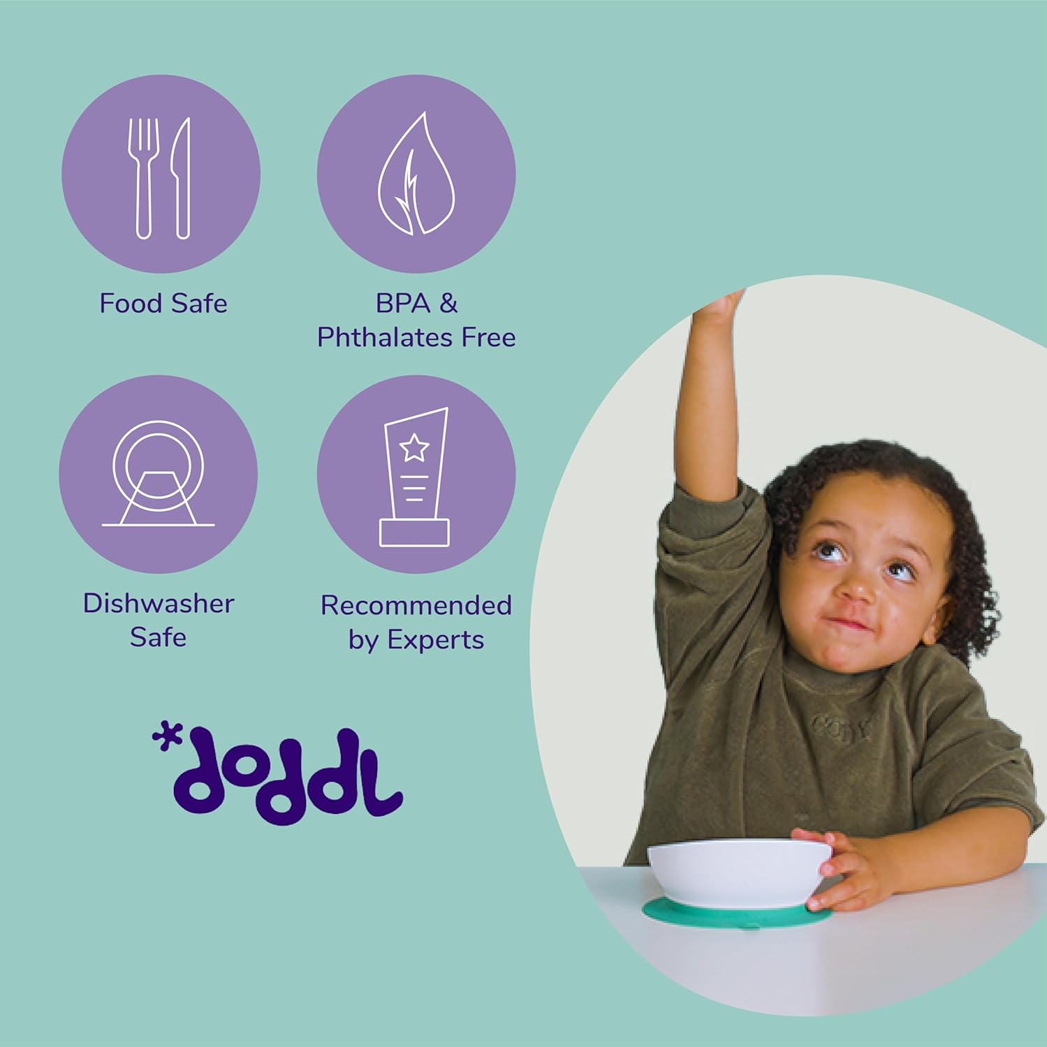 Doddl Toddler Suction Bowl for Self Feeding 1-3 Years