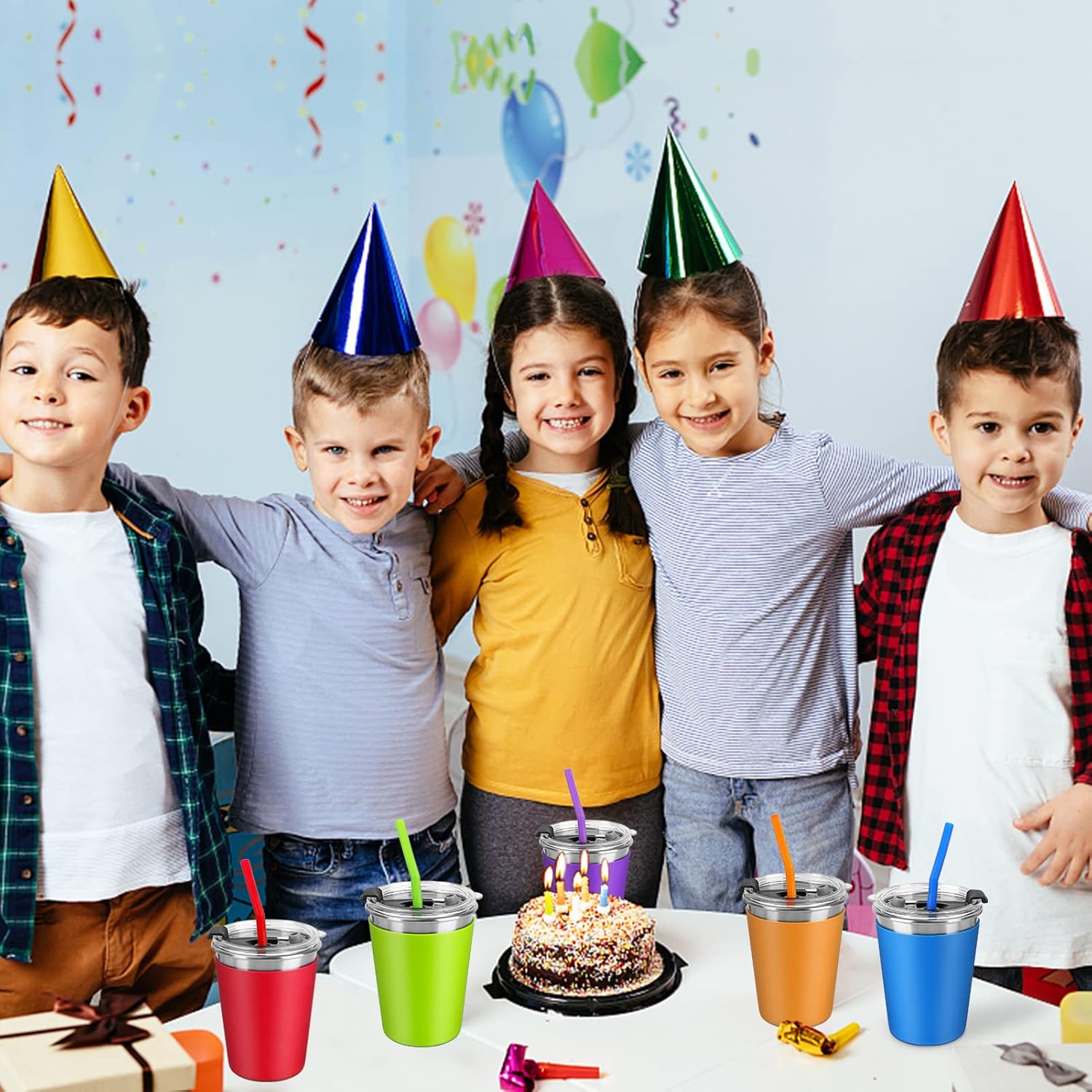 Vermida 12oz Kids Cups with Lids and Straws 5 Pack 1