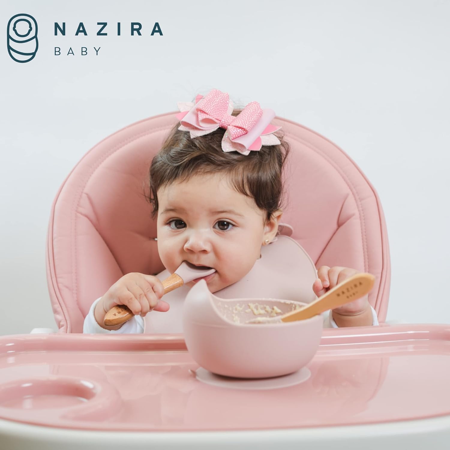 8 Piece Baby Feeding Set with Suction and Bibs