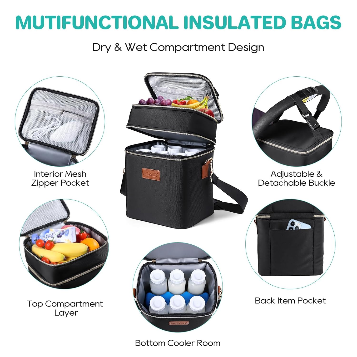 PIIOSER Insulated Breastmilk Cooler Bag with Ice Pack