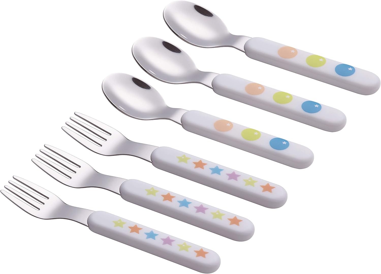 Exzact Kids Flatware Set 6PCS 1810 Stainless Steel BPA Free