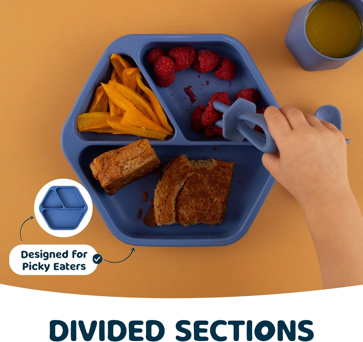 Tiny Twinkle Indigo Suction Baby Plate for Self-Feeding