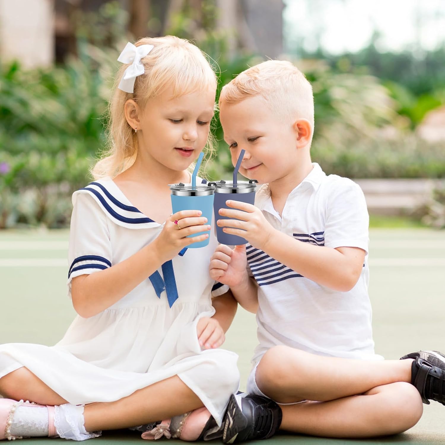Vermida 12oz Leak Proof Kids Cups with Straws and Lids 4 Pack