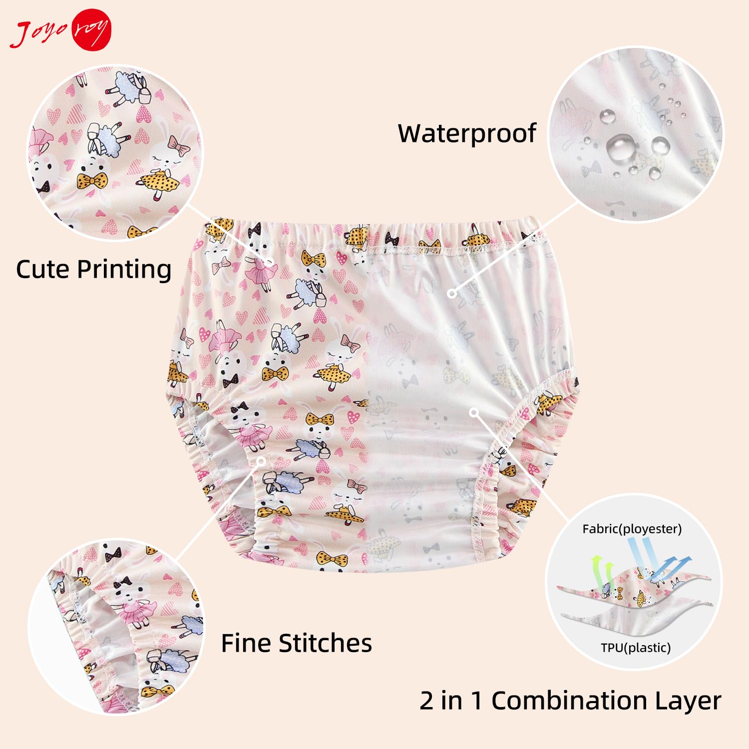Joyo Roy 4 Pcs Reusable Rubber Pants for Potty Training