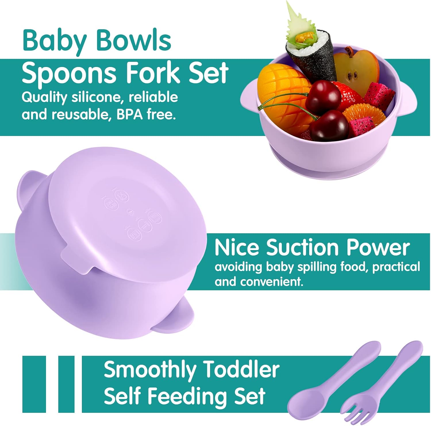 Chengu 9 Pcs Silicone Baby Suction Bowls and Plates Feeding Set