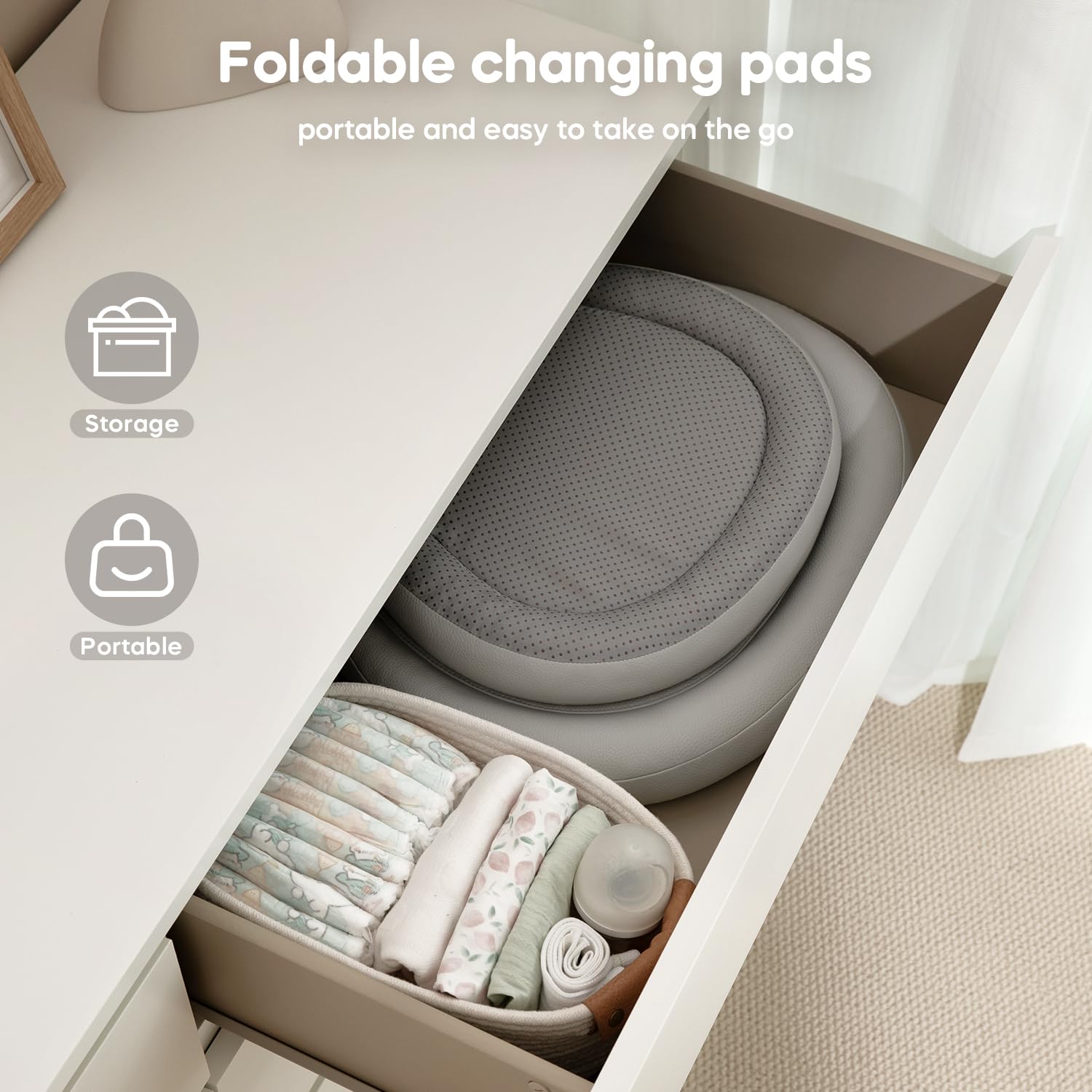 Mamatepe Foldable Baby Changing Pad 30X19 Gray