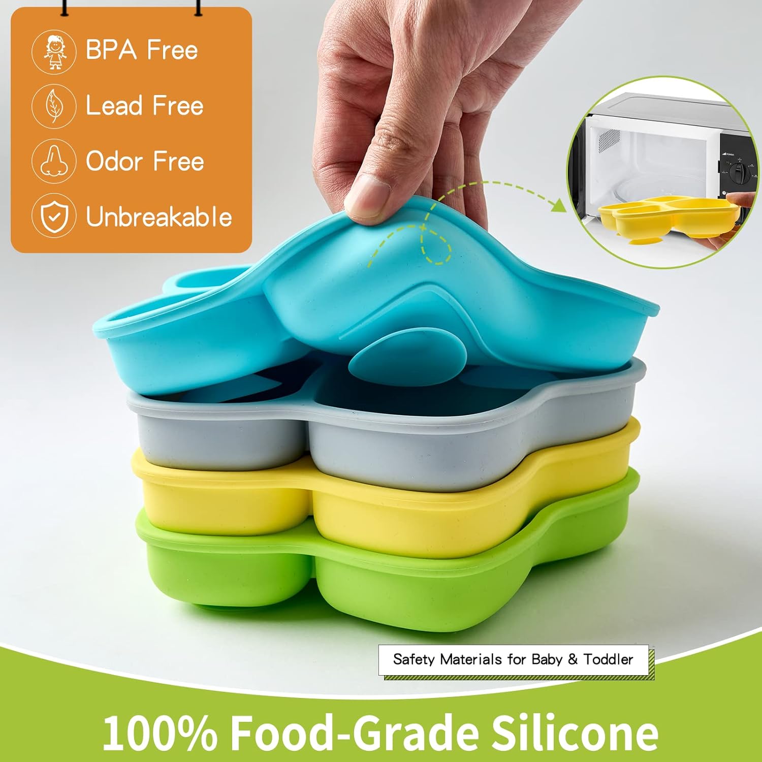 HEYTUYA 4 Pack Suction Plates for Baby and Toddler