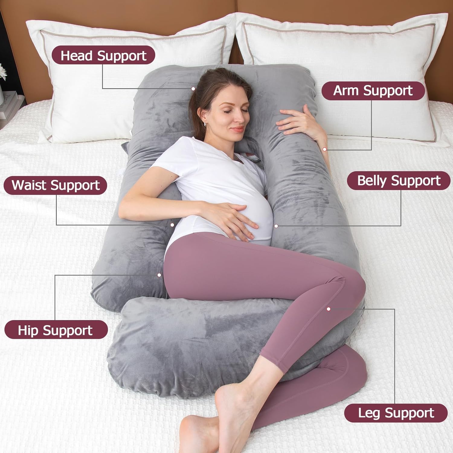 MOON PINE Pregnancy Pillow with Dark Grey Cover