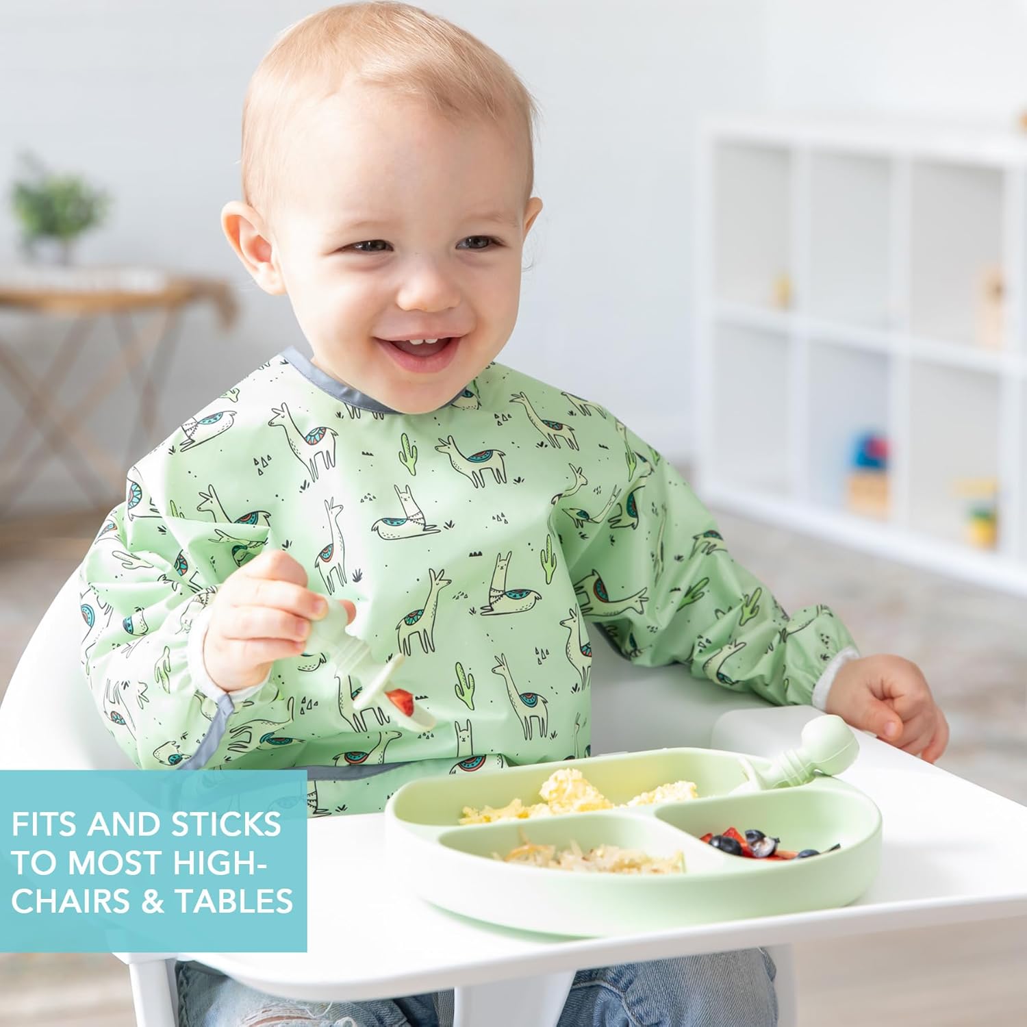 Bumkins Toddler Suction Plate for 6 Months and Up Sage