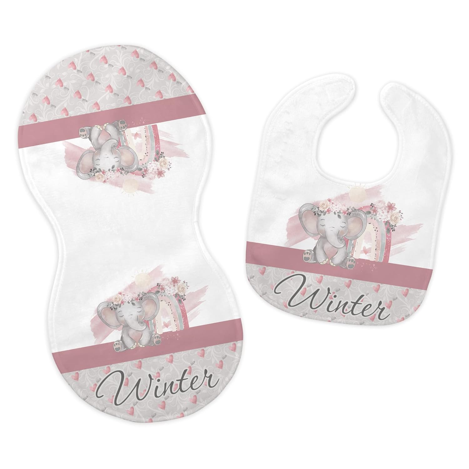 Personalized Baby Girls Name Feeding Cloth Set