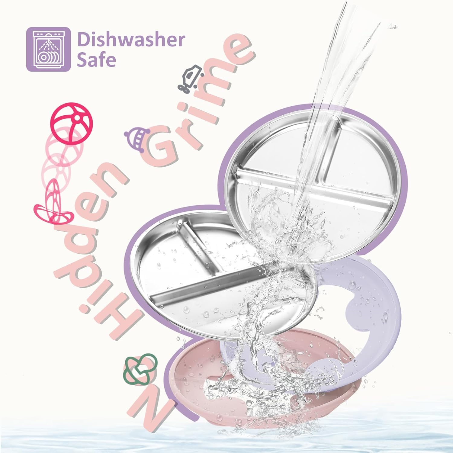 Bakpoco Stainless Steel Toddler Plate with Suction