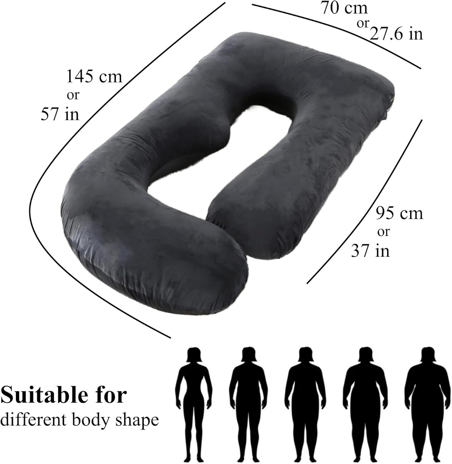 ALLOPERA Full-Body Maternity Pillow with Velvet Cover