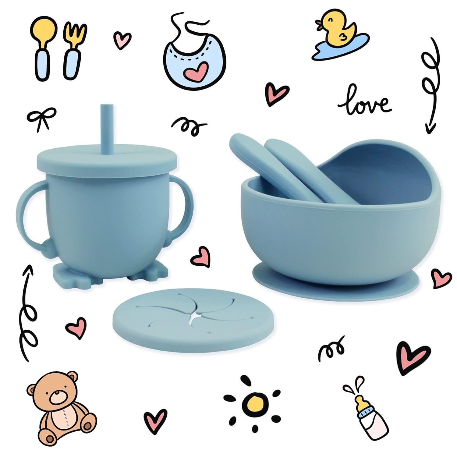10 Piece Self-Feeding Dining Set for Baby Toddler