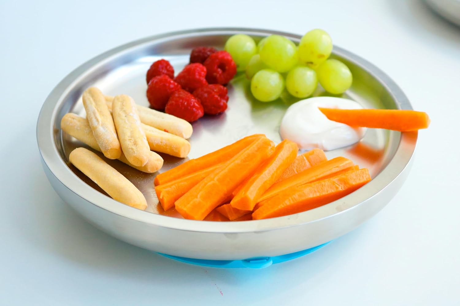 Avanchy Open Baby Plates with Suction Stainless Steel Divided Plates for Toddlers
