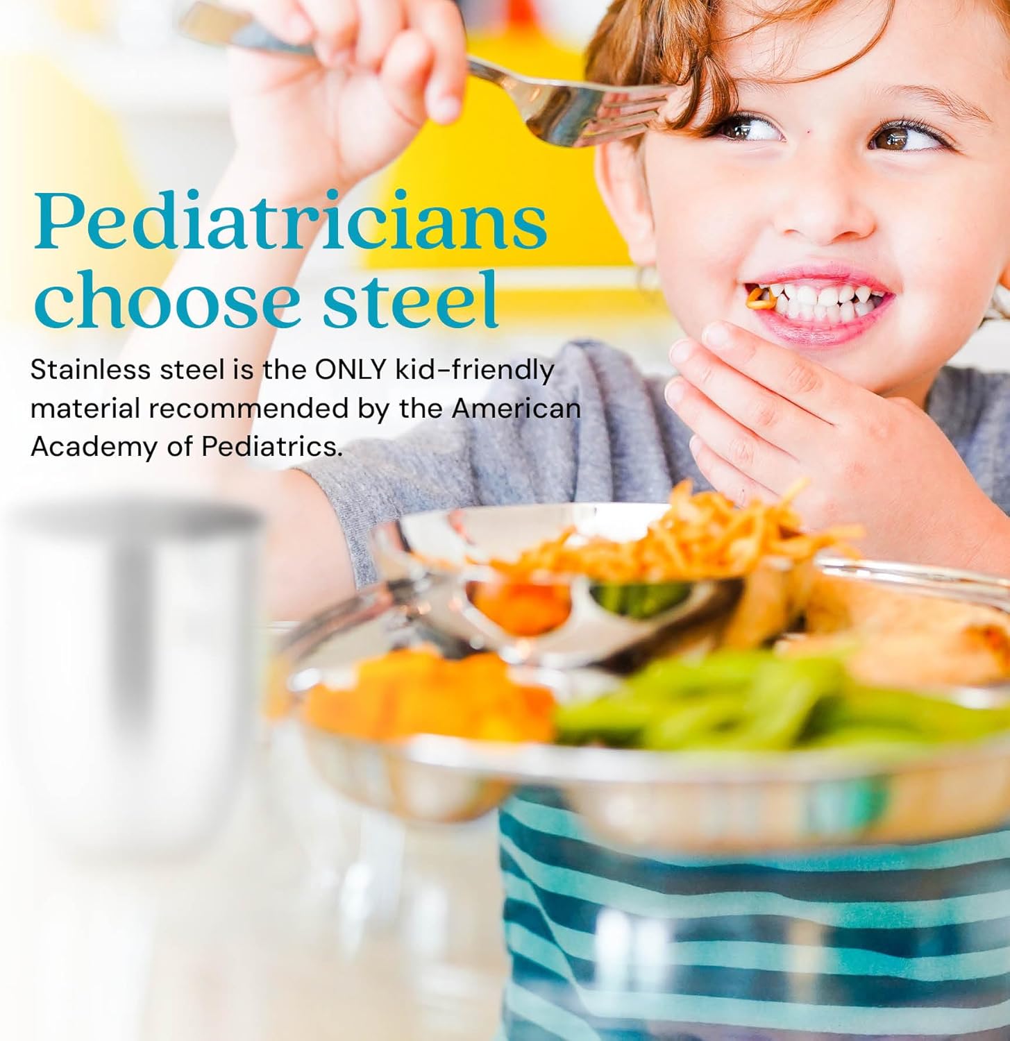 Ahimsa Stainless Steel Toddler Plates - BPA Free Non Toxic 3 Sections