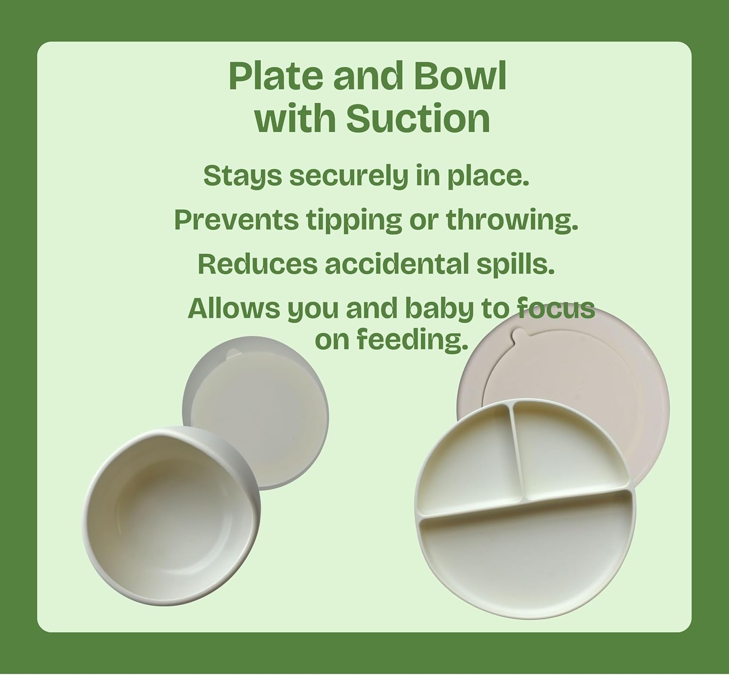 OMOBABY 8 Pcs Food Grade Silicone Baby Feeding Set Pearl White Oatmeal