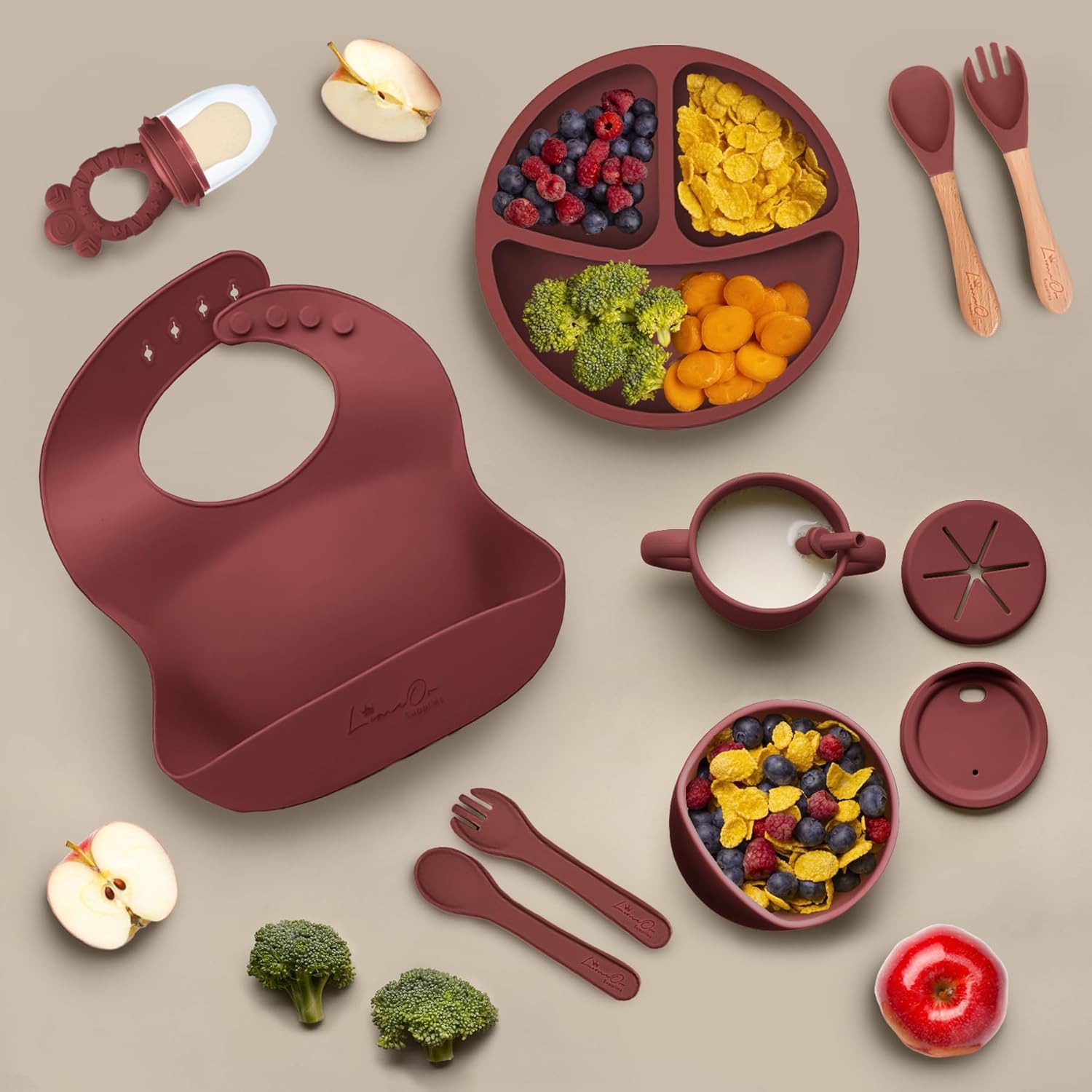 LimeOr Silicone Baby Feeding Set - BPA-Free 6-12 Months