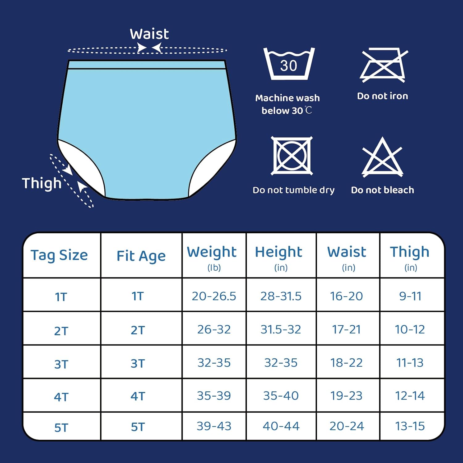 BISENKID Rubber Underpants for Potty Training 2T