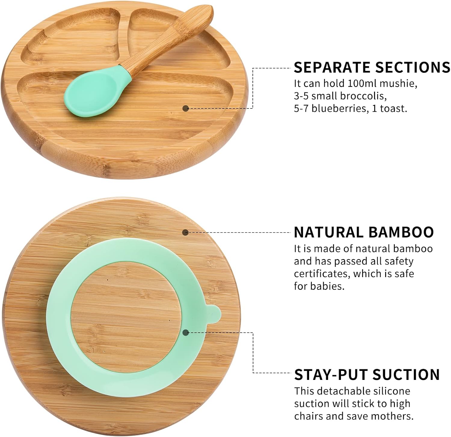 HI BABY MONMENT Baby Bamboo Feeding Set with Suction
