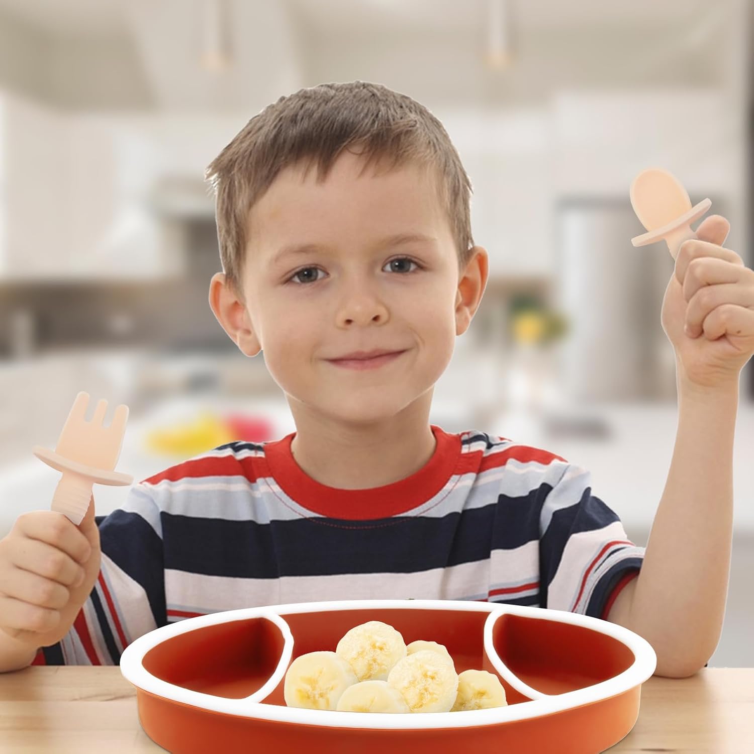 Linowos Toddler Plates 3 Compartment Suction BPA Free