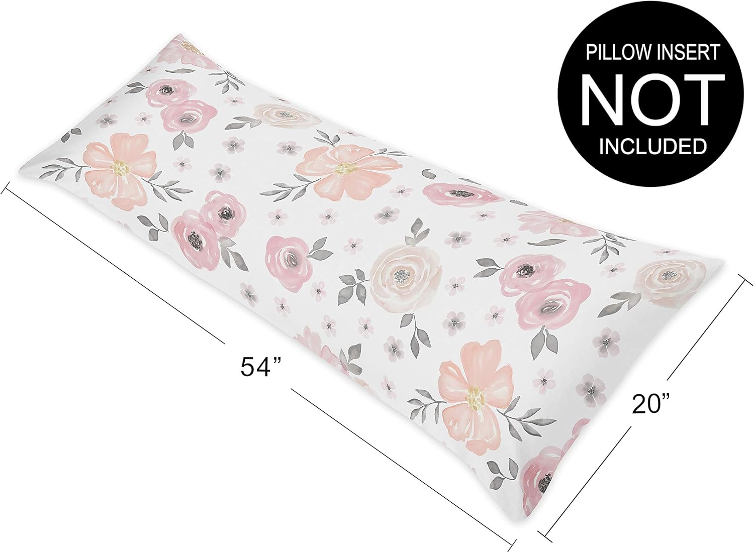 Sweet Jojo Designs Boho Floral Body Pillow Cover 54x20in