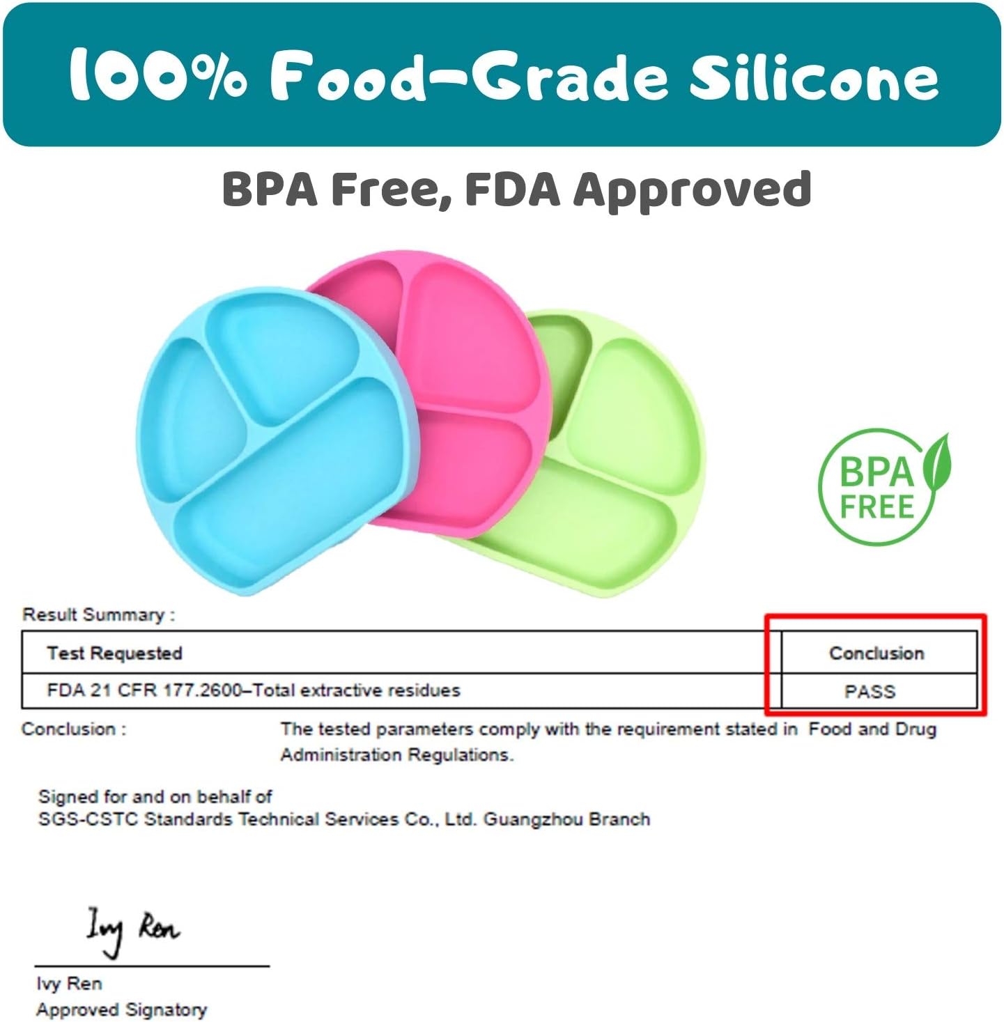 Silikong Suction Plate for Toddlers - Food Grade Safe