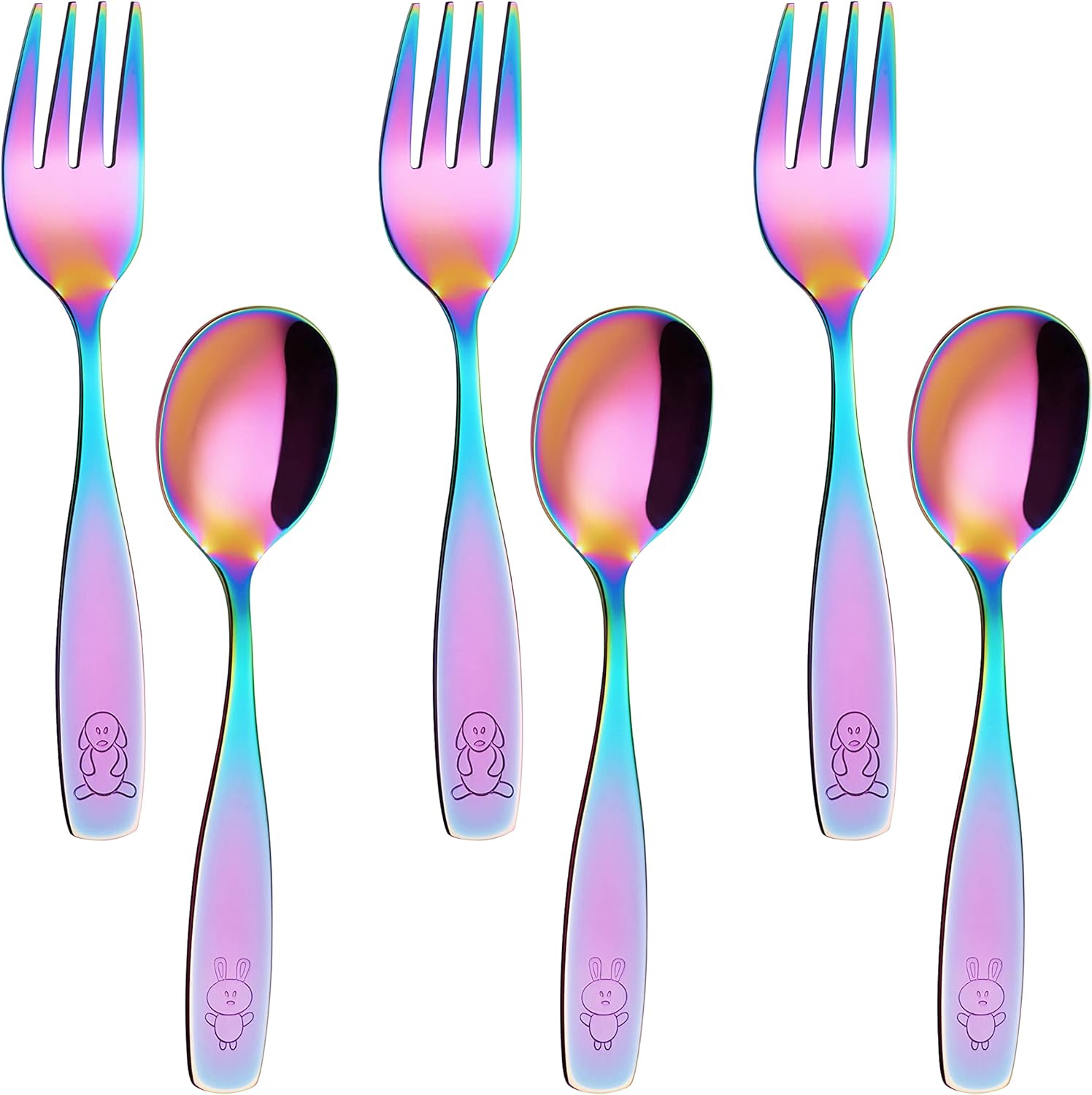 ANNOVA Kids Stainless Steel Flatware Set 6PCS Rainbow
