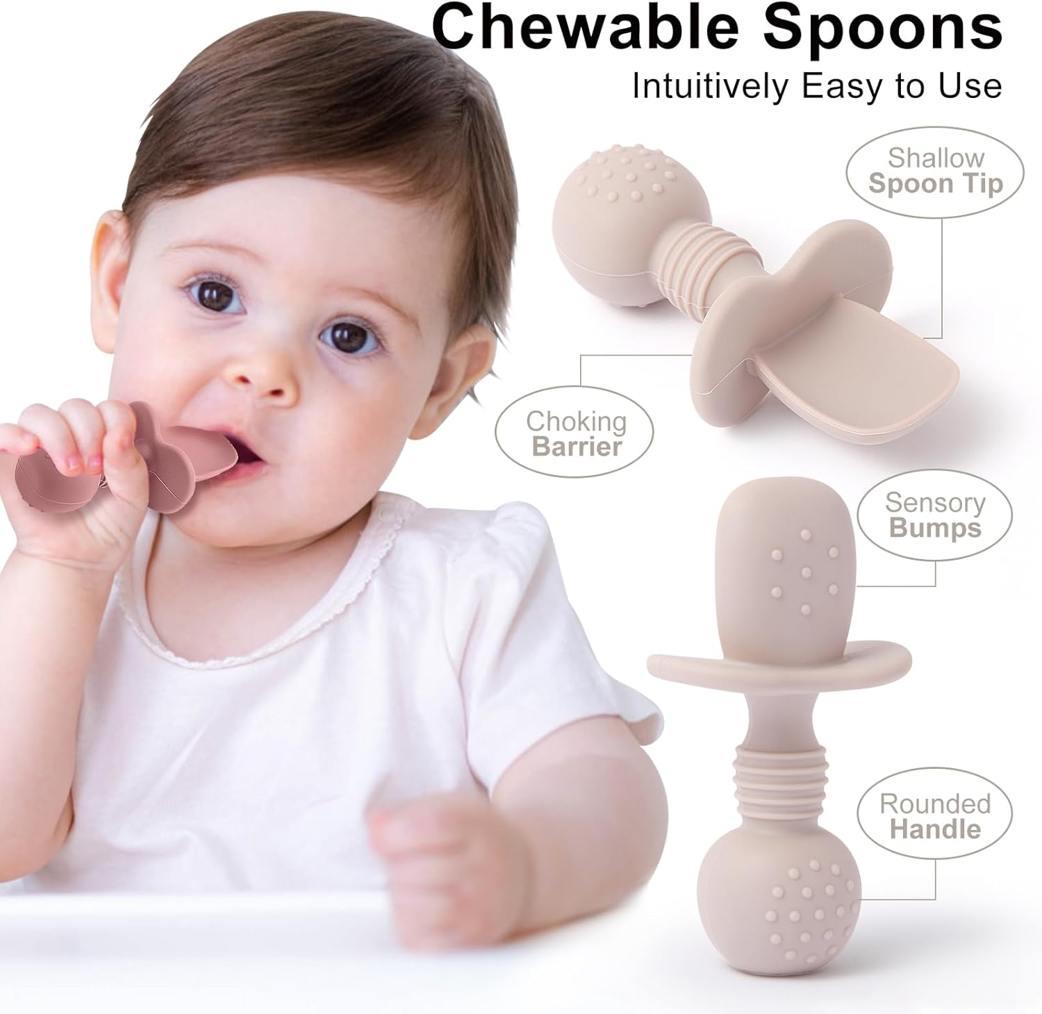 Eascrozn Silicone Baby Feeding Set 2 Pack with Divided Plates and Utensils