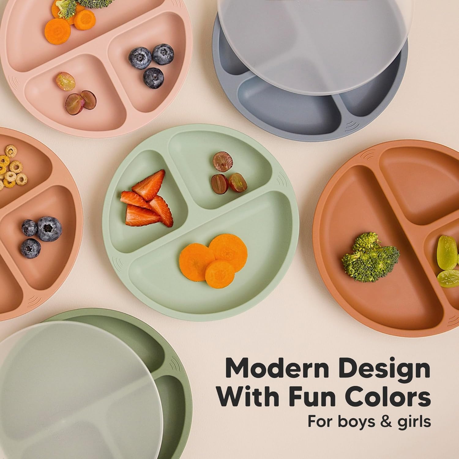 KeaBabies Suction Plates with Lids - 3-Pack