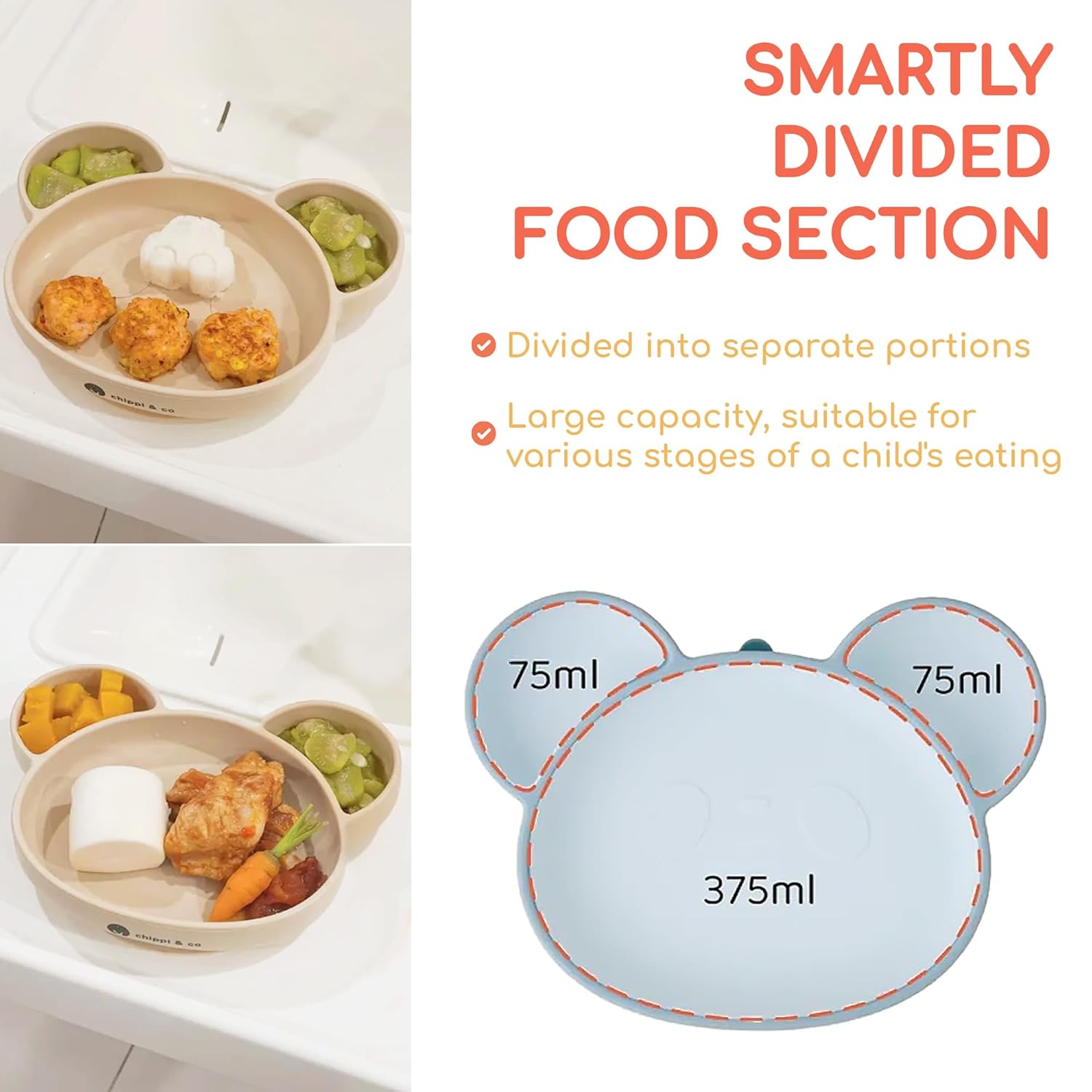 Chippi Co Suction Plate Bear Design for Baby 6 Months