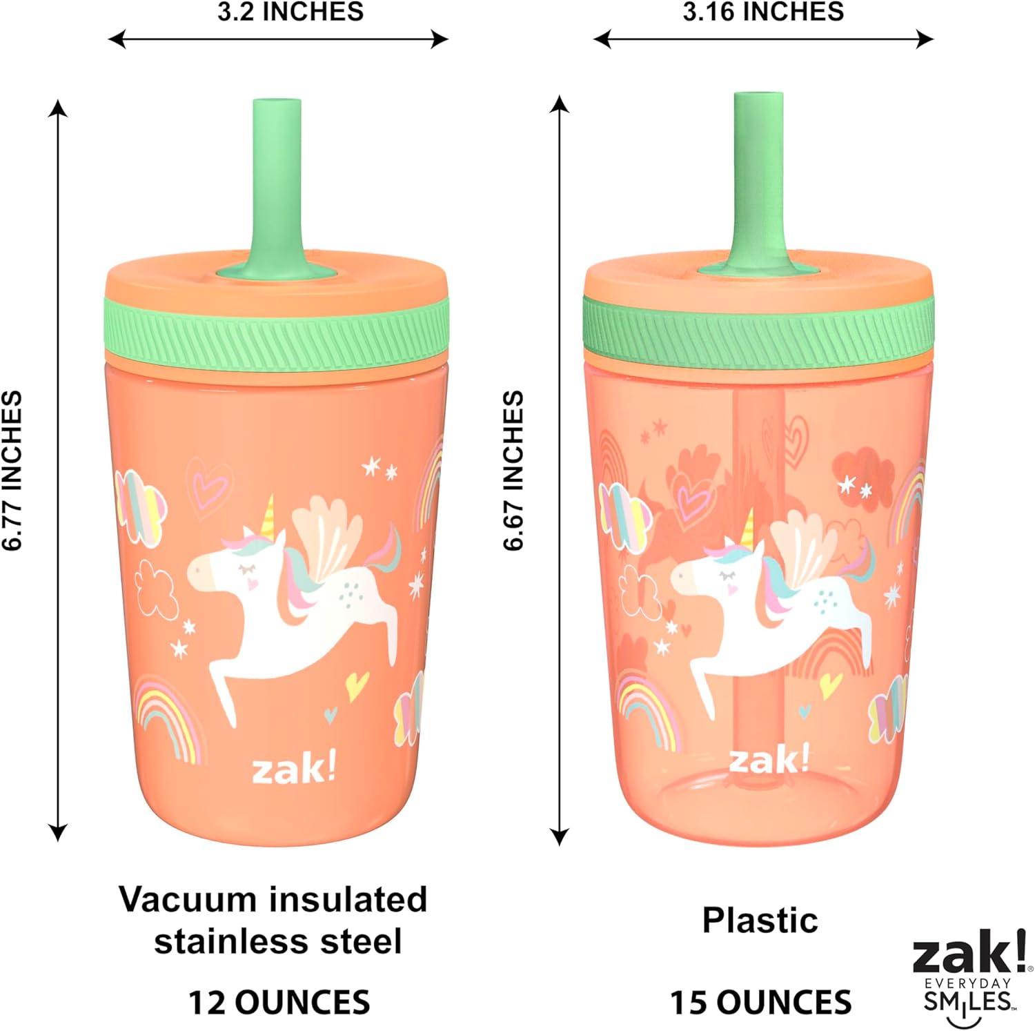 Zak Designs Unicorn Kelso Tumbler Set 3pc 1