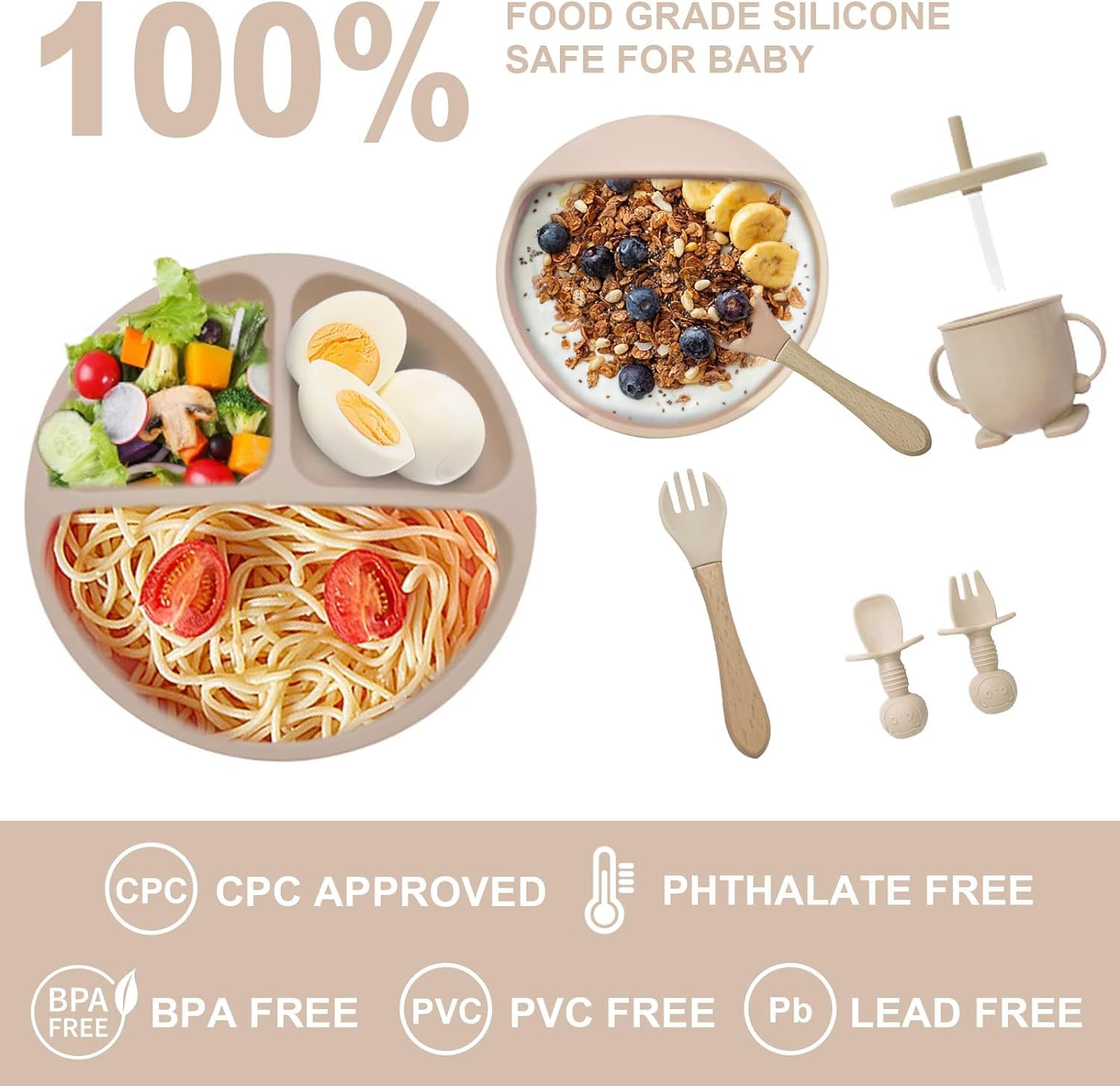 QIKOKU 8-Piece Baby Feeding Set with Suction Cup