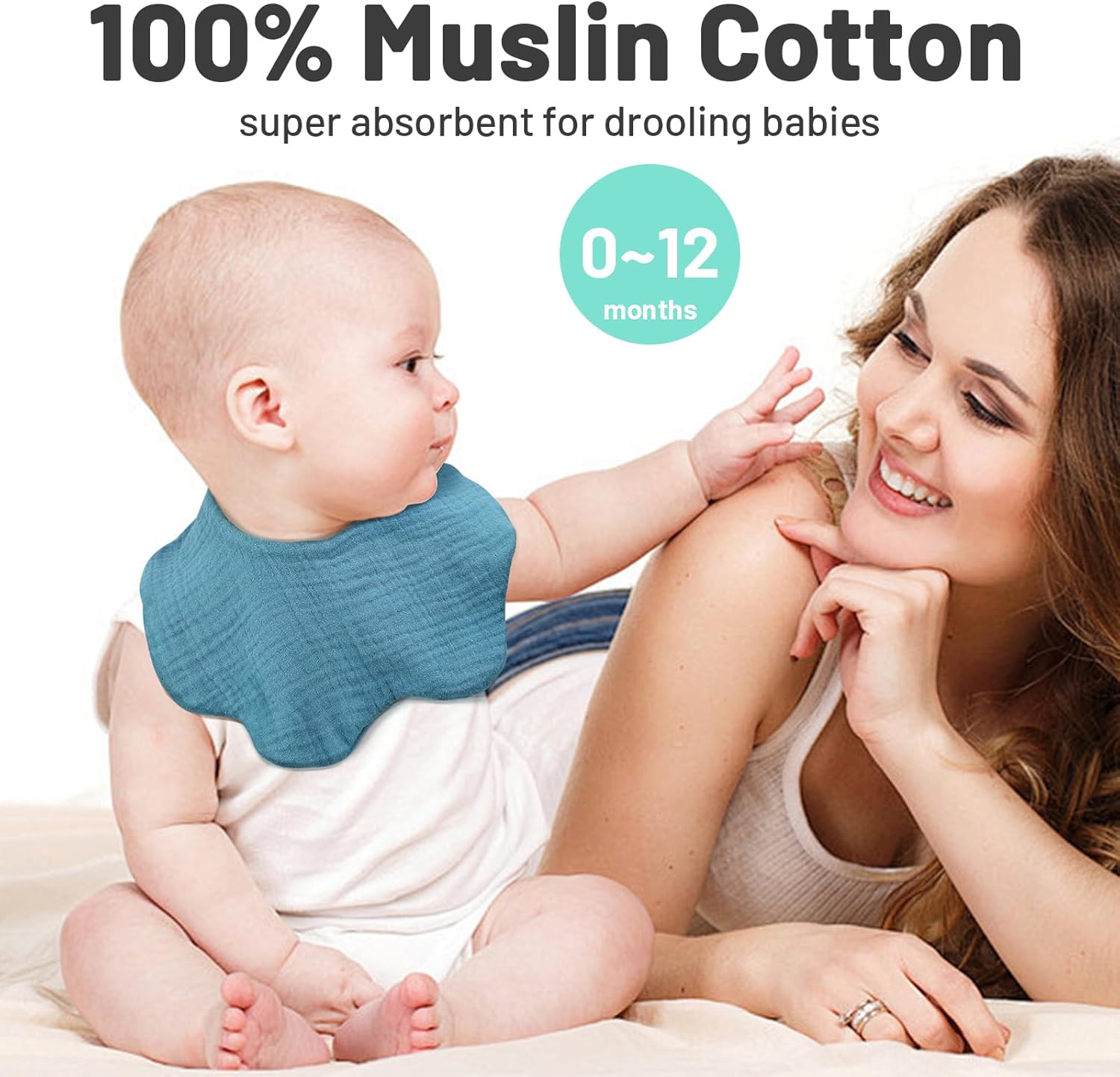 EllieHouse 10Pack Muslin Drool Bibs for Babies