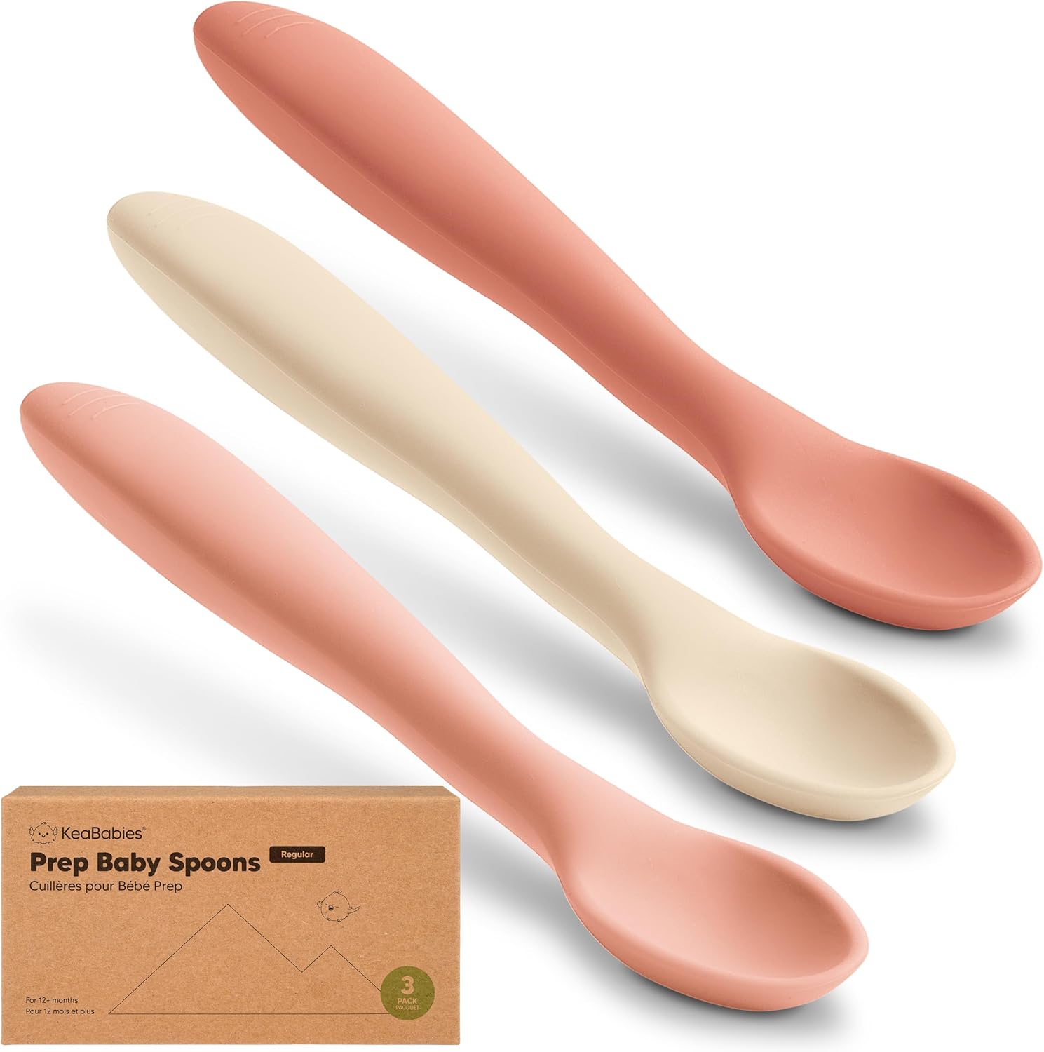 KeaBabies 3-Pack Silicone Baby Spoons for Self-Feeding