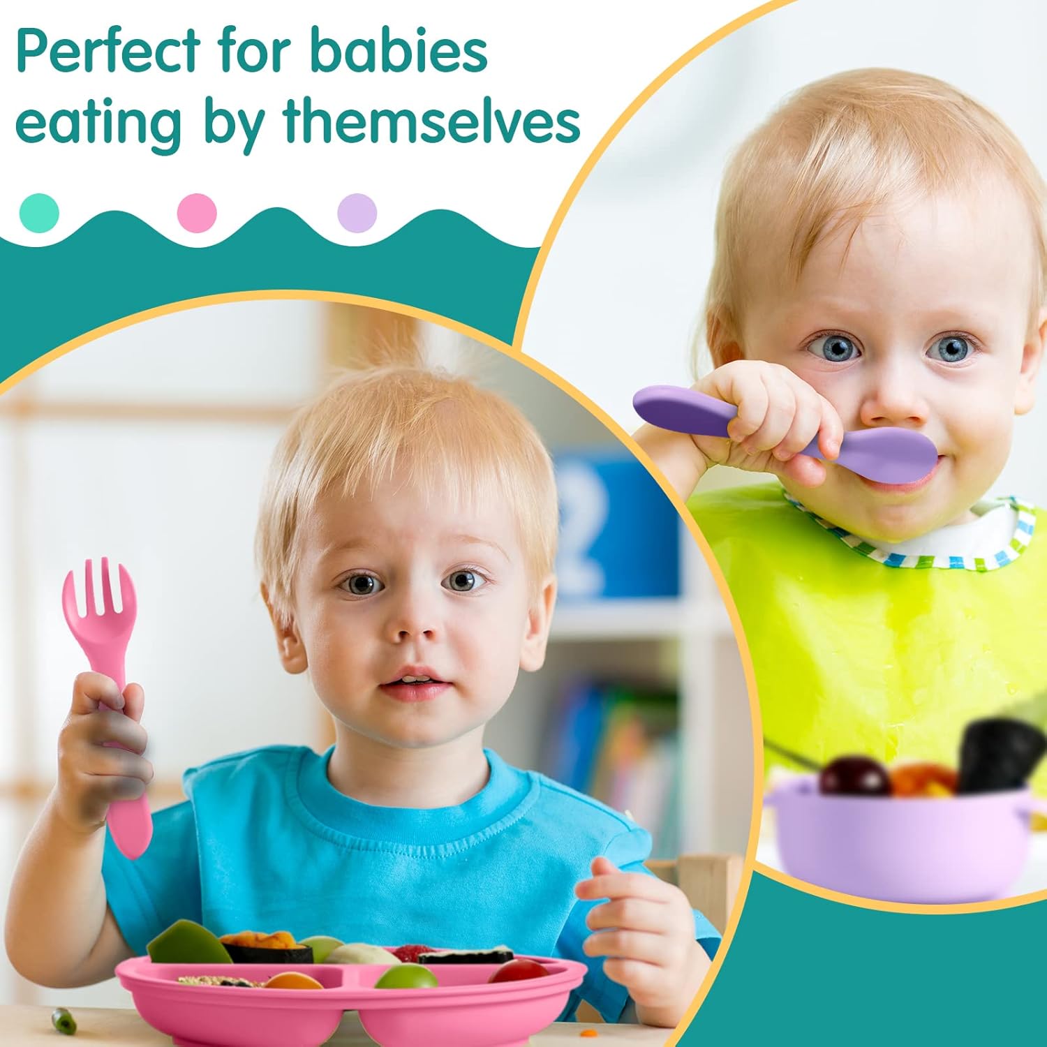 Chengu 9 Pcs Silicone Baby Suction Bowls and Plates Feeding Set